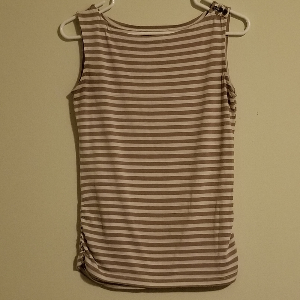 Tan & cream striped tank/camosal